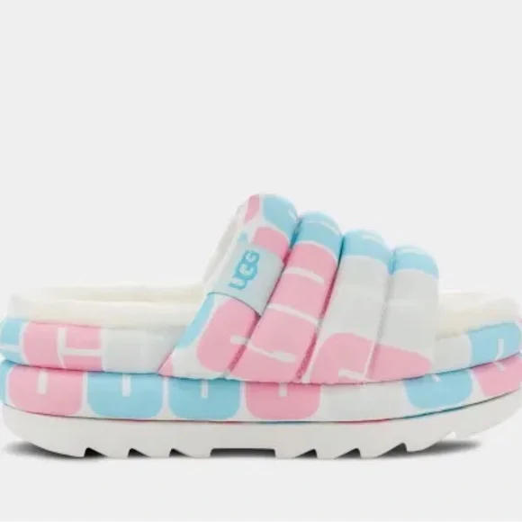 UGG Pride Slide - Pink & Blue Lettering - Size 7 - Picture 1 of 6